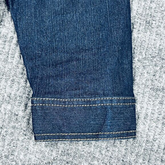 Ruby Rd. Jacket Woman 8 Petite Blue Denim Jean Coat Dark Wash Snap Closure - Picture 9 of 12